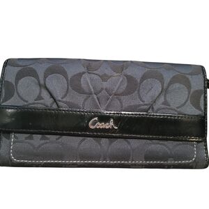 COACH black Logo Large Folding Wallet